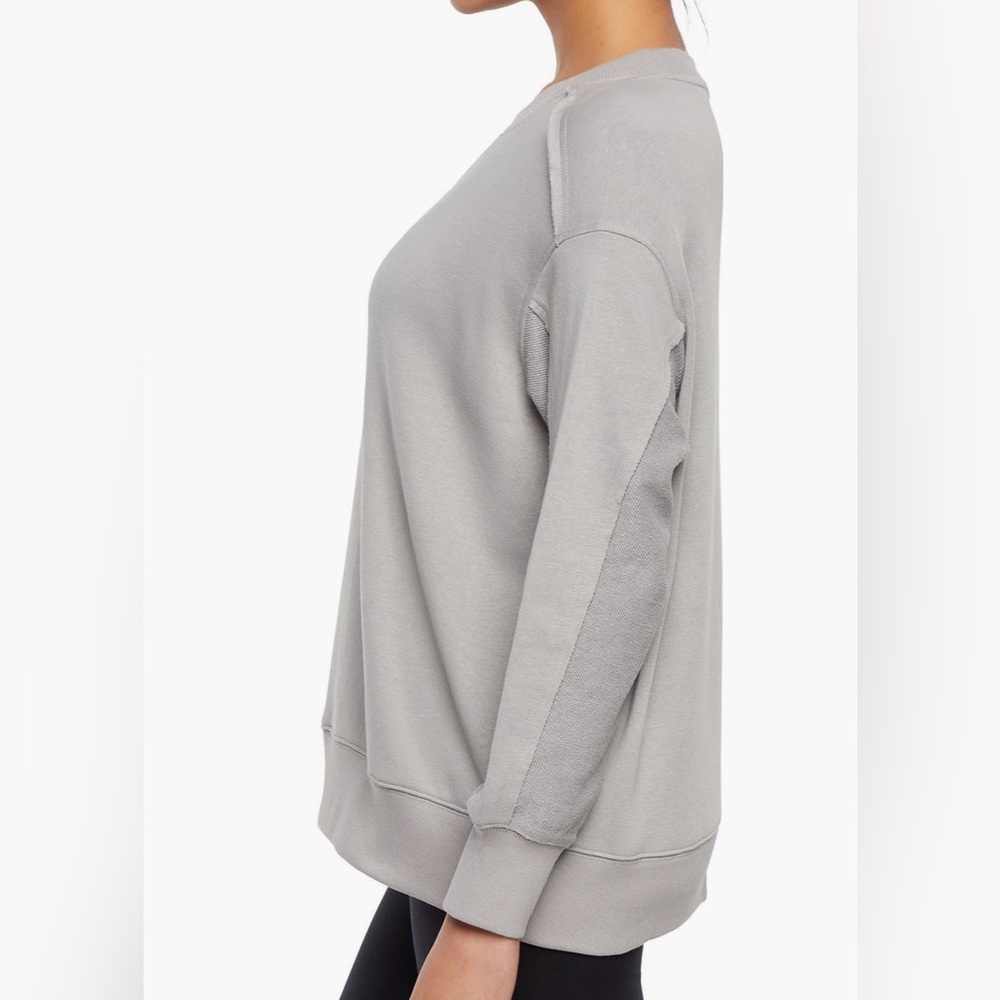 Balance Collection Grey Mixed Media Waffle Panel Crewneck Sweatshirt NWT Size L - Picture 4 of 8